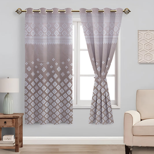 Berlin Collection Pannel Curtain Geometric Print For Window/Door/Long Door - Onion (Pack Of 1)