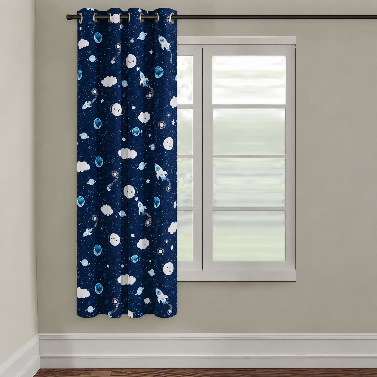Tokyo Collection Digitalprint-Kids Curtain For Window/Door/Long Door - Design-Galaxy (Pack Of 1)