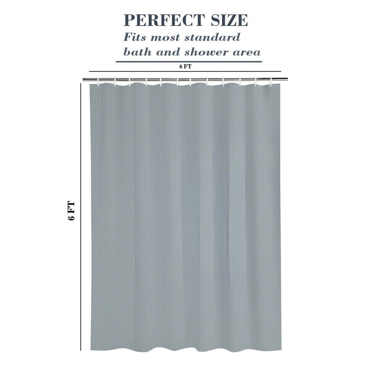 Monaco Collection Waterproof Bathroom Curtain – Grey color Shower Curtain.