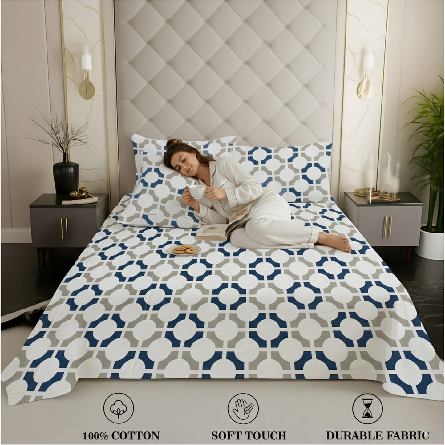 London Collection Cotton Flat Bedsheet - Grey