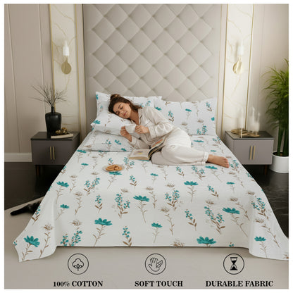 London Collection Cotton Flat Bedsheet- Blue