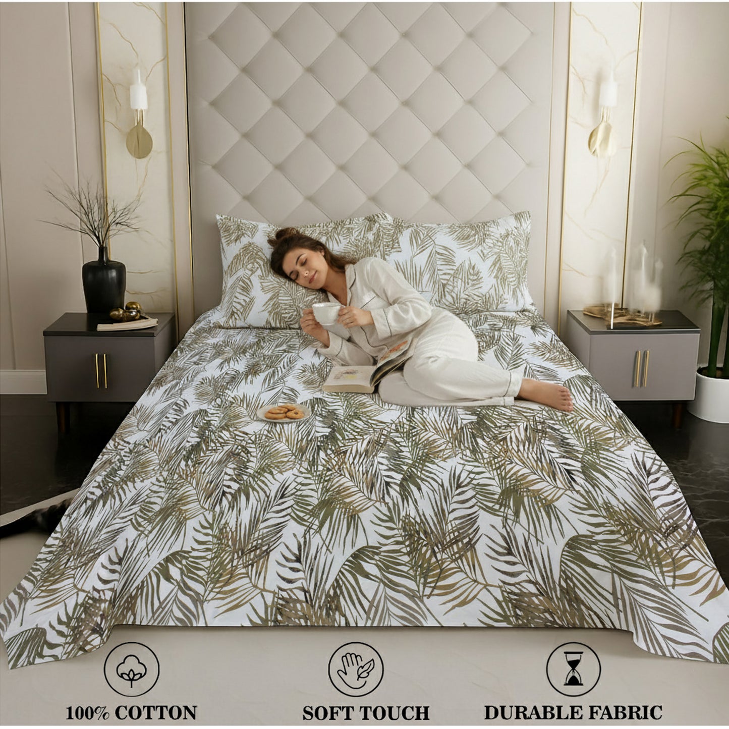 London Collection Cotton Flat Bedsheet- Coffee