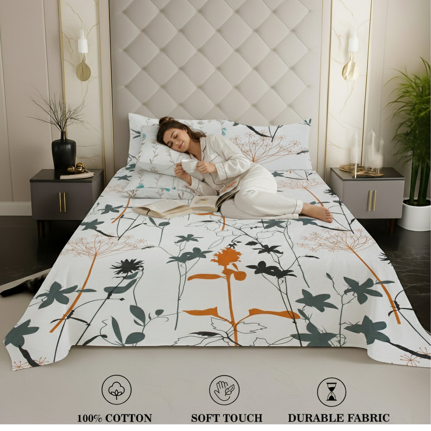 London Collection Cotton Flat Bedsheet- Multi Color