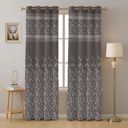 Berlin Collection Pannel Curtain Floral Print For Window/Door/Long Door - Coffee (Pack Of 1)