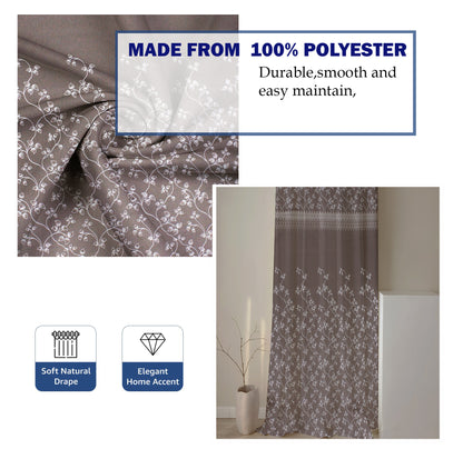Berlin Collection Pannel Curtain Floral Print For Window/Door/Long Door - Coffee (Pack Of 1)
