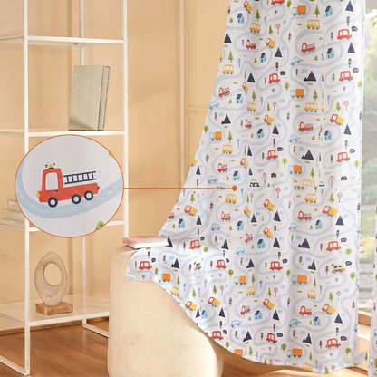 Tokyo Collection Digitalprint-Kids Curtain For Window/Door/Long Door - Design-Car (Pack Of 1)