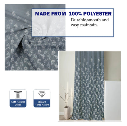 Berlin Collection Pannel Curtain Floral Print For Window/Door/Long Door - GBlue (Pack Of 1)