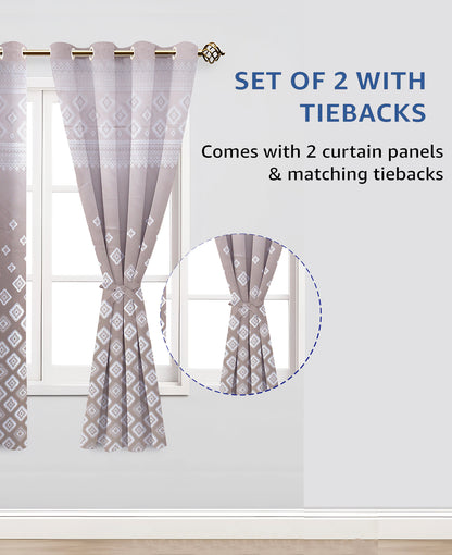Berlin Collection Pannel Curtain Geometric Print For Window/Door/Long Door - Onion (Pack Of 1)