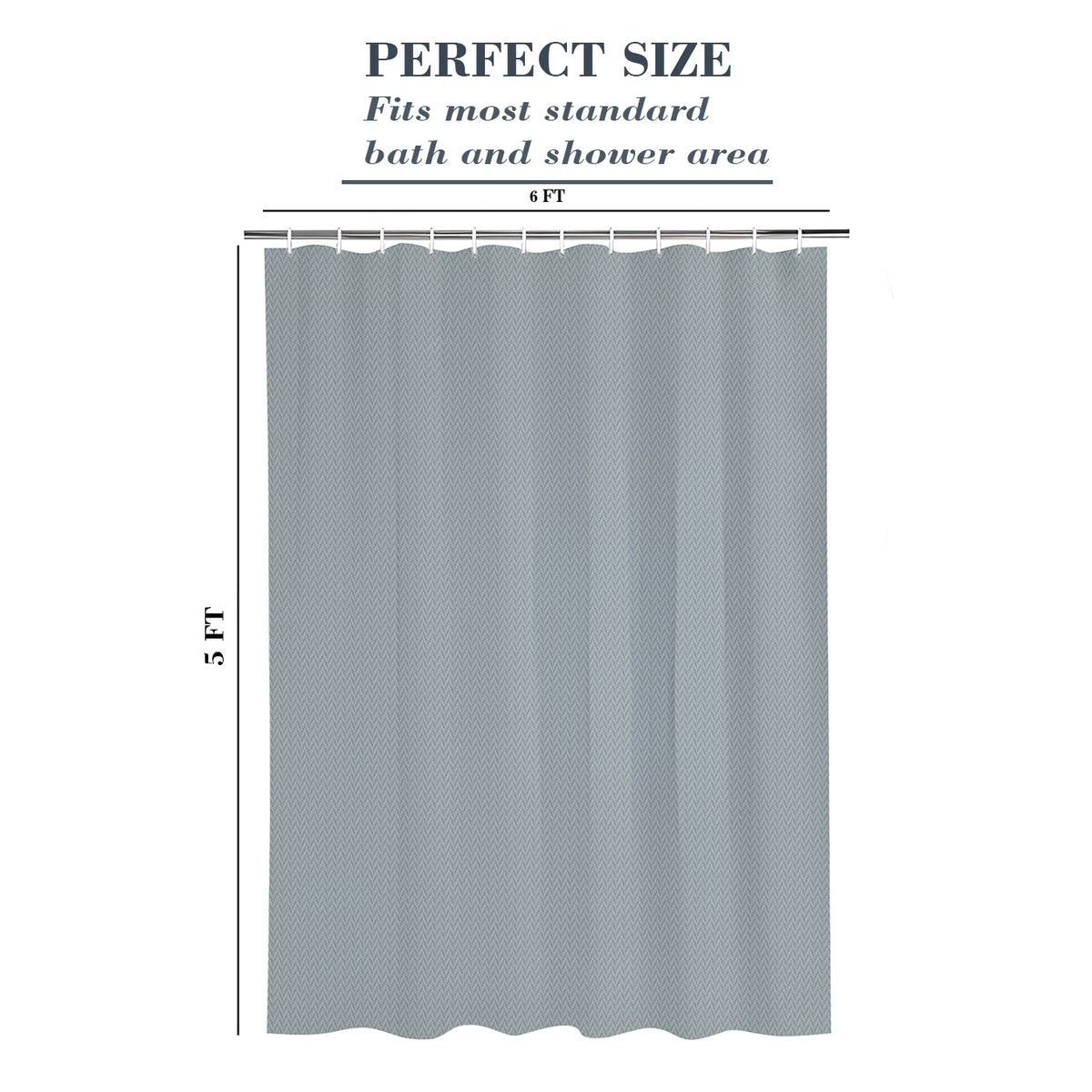 Monaco Collection Waterproof Bathroom Curtain – Grey color Shower Curtain.