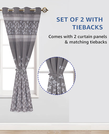 Berlin Collection Pannel Curtain Floral Print For Window/Door/Long Door - Coffee (Pack Of 1)