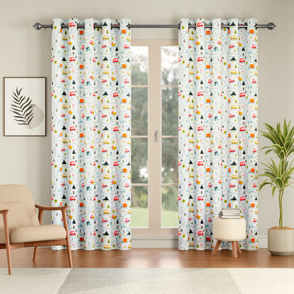 Tokyo Collection Digitalprint-Kids Curtain For Window/Door/Long Door - Design-Car (Pack Of 1)