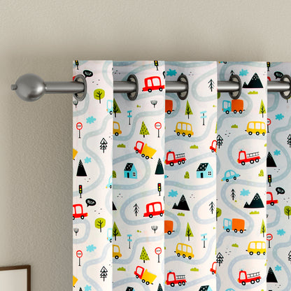 Tokyo Collection Digitalprint-Kids Curtain For Window/Door/Long Door - Design-Car (Pack Of 1)