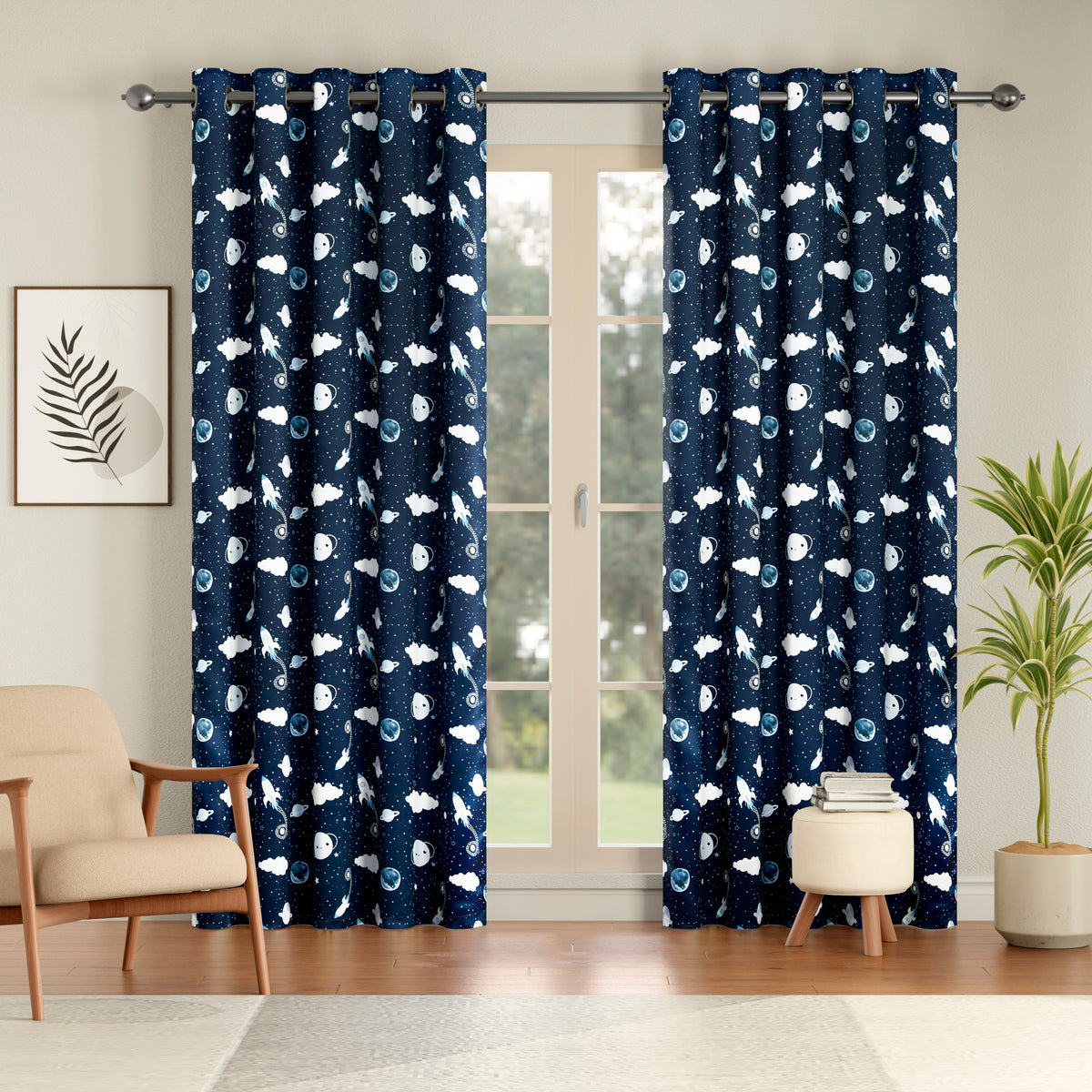 Tokyo Collection Digitalprint-Kids Curtain For Window/Door/Long Door - Design-Galaxy (Pack Of 1)