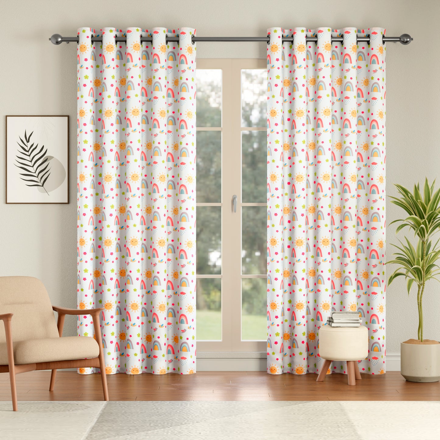 Tokyo Collection Digitalprint-Kids Curtain For Window/Door/Long Door - Design-Rainbow (Pack Of 1)