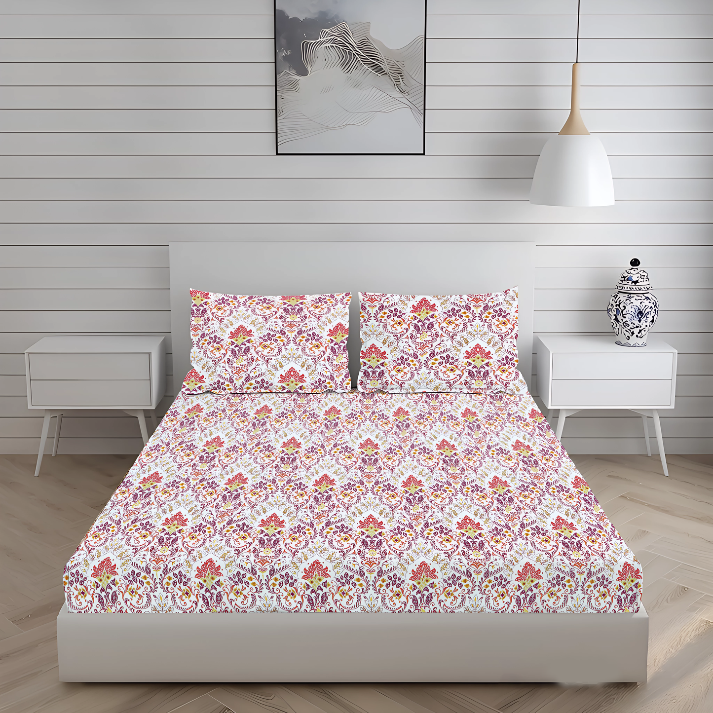 New York Collection 180 TC  Fitted Bedsheet- Pink