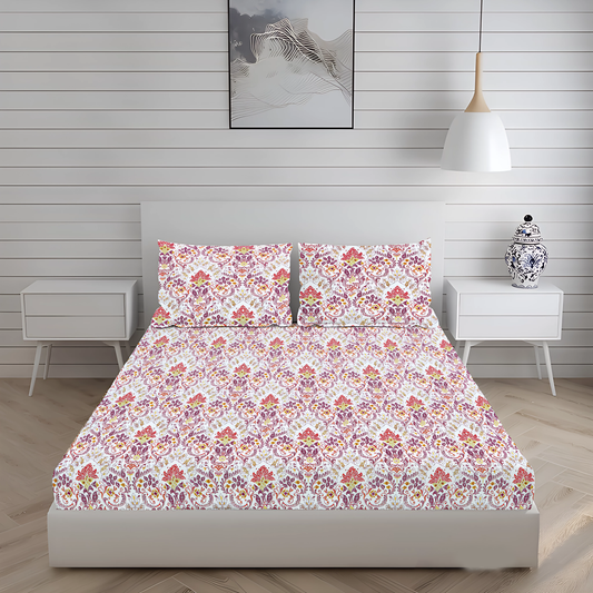 New York Collection 180 TC  Fitted Bedsheet- Pink