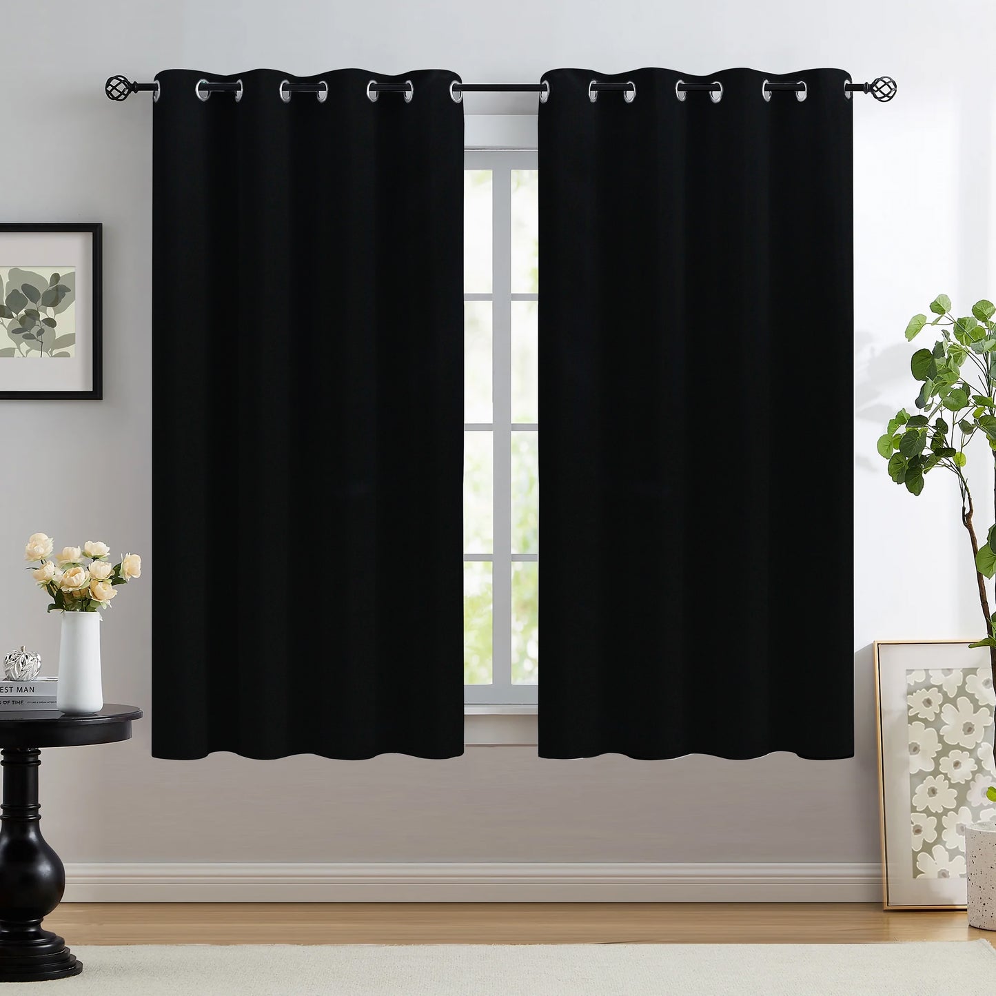 Paris Collection Blackout Curtain Window/Door/Long Door - Black (Pack of 1)