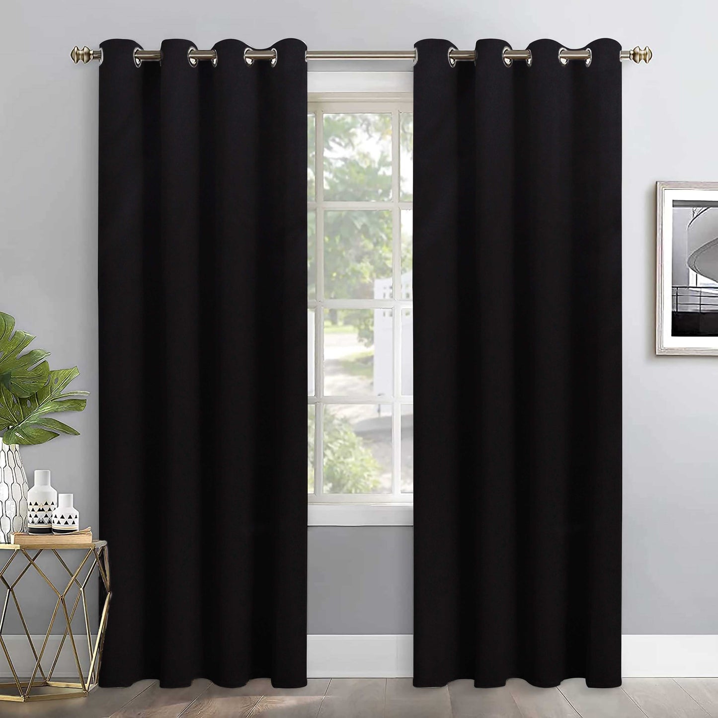 Paris Collection Blackout Curtain Window/Door/Long Door - Black (Pack of 1)