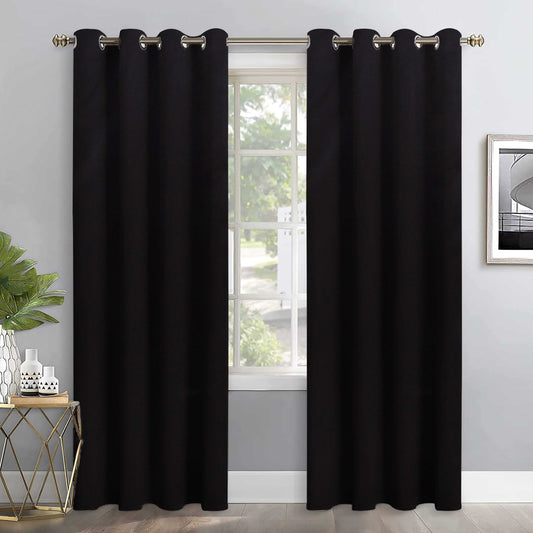 Paris Collection Blackout Curtain Window/Door/Long Door - Black (Pack of 1)