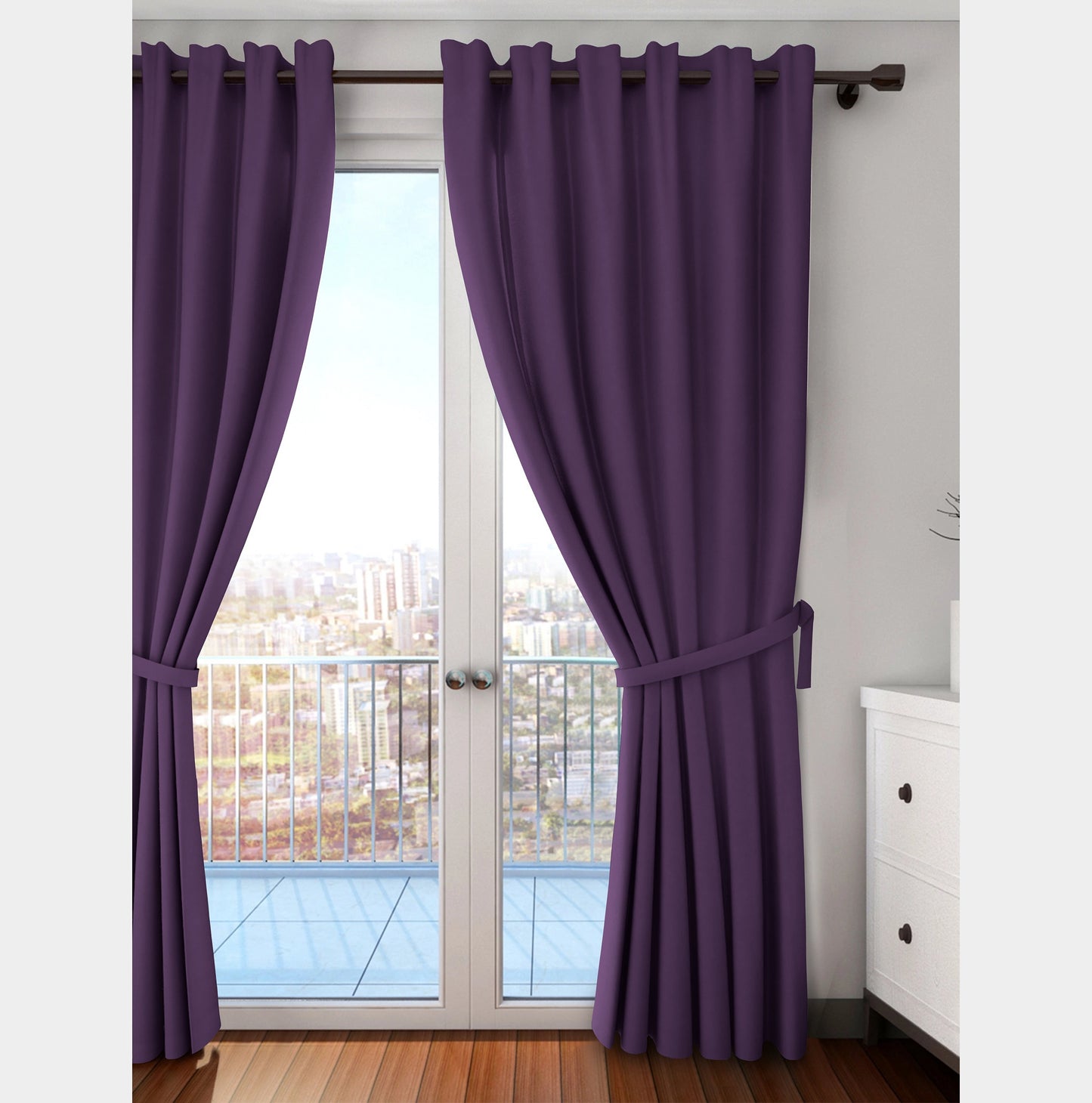 Paris Collection Blackout Curtain Window/Door/Long Door - Purple (Pack of 1)