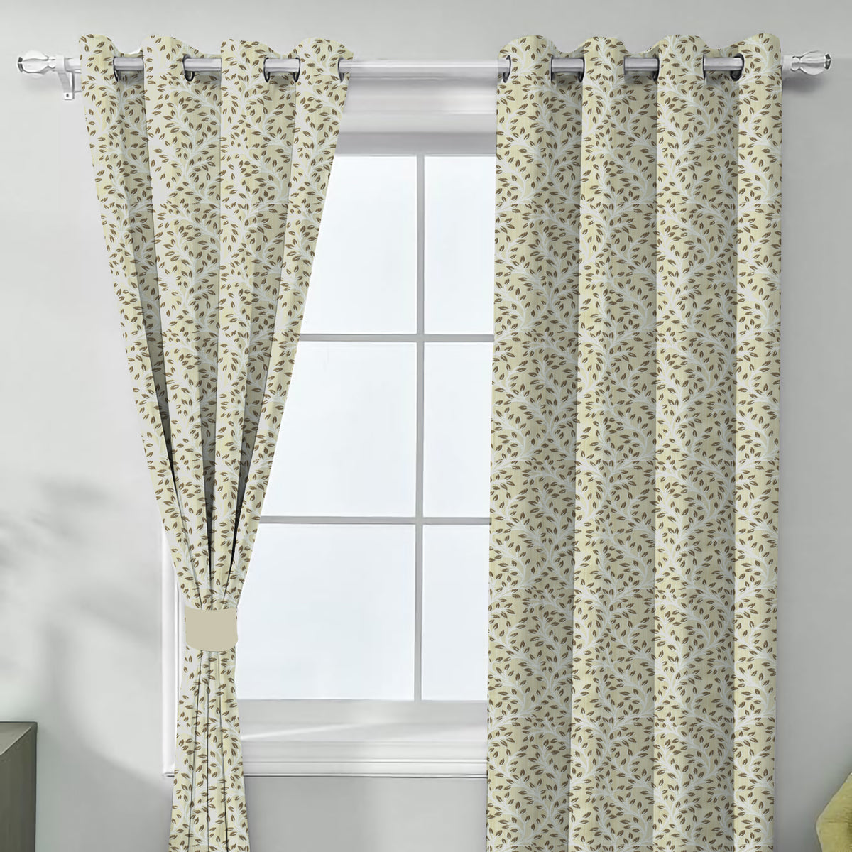 Venice Collection Room Darkening Premium Curtain - Floral Coffee (Pack of 1)