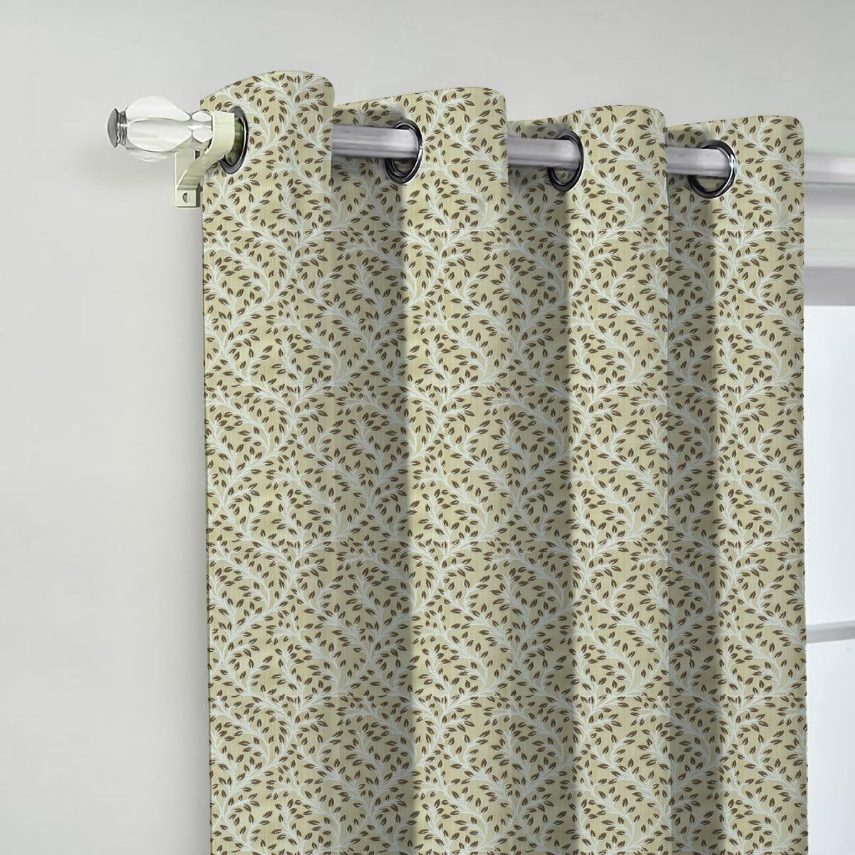Venice Collection Room Darkening Premium Curtain - Floral Coffee (Pack of 1)
