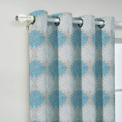 Venice Collection Room Darkening Premium Curtain - Floral Aqua (Pack of 1)