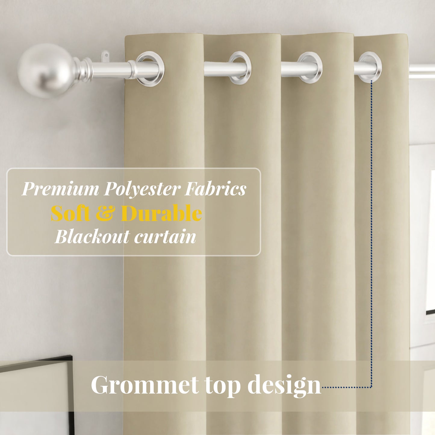 Paris Collection Blackout Curtain Window/Door/Long Door - Cream (Pack of 1)