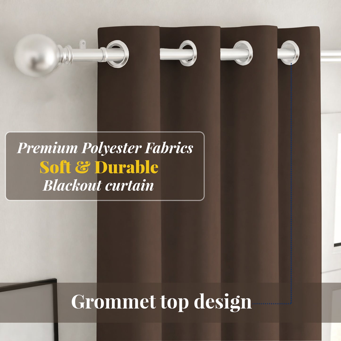 Paris Collection Blackout Curtain Window/Door/Long Door- Coffee (Pack of 1)