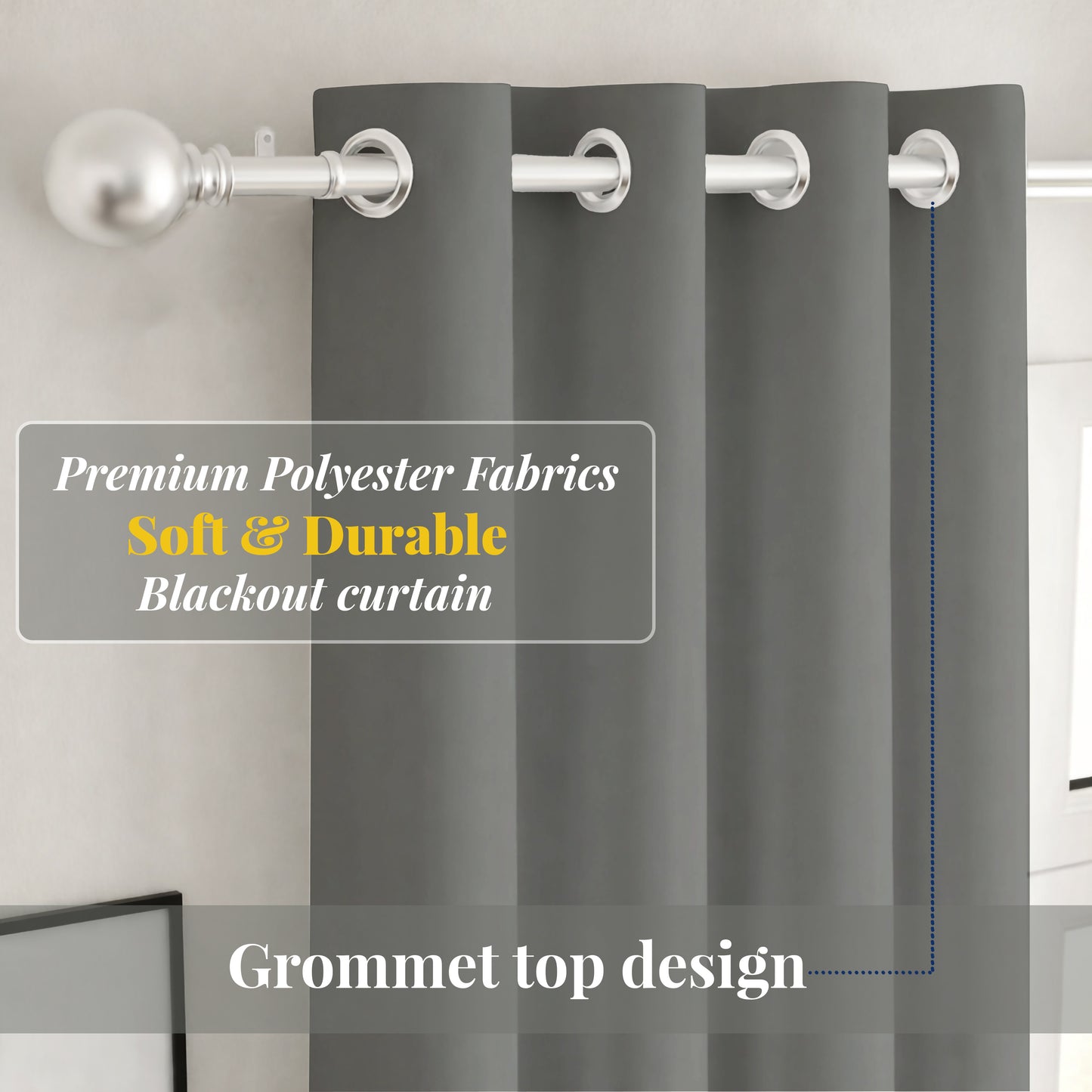 Paris Collection Blackout Curtain Window/Door/Long Door - Grey (Pack of 1)