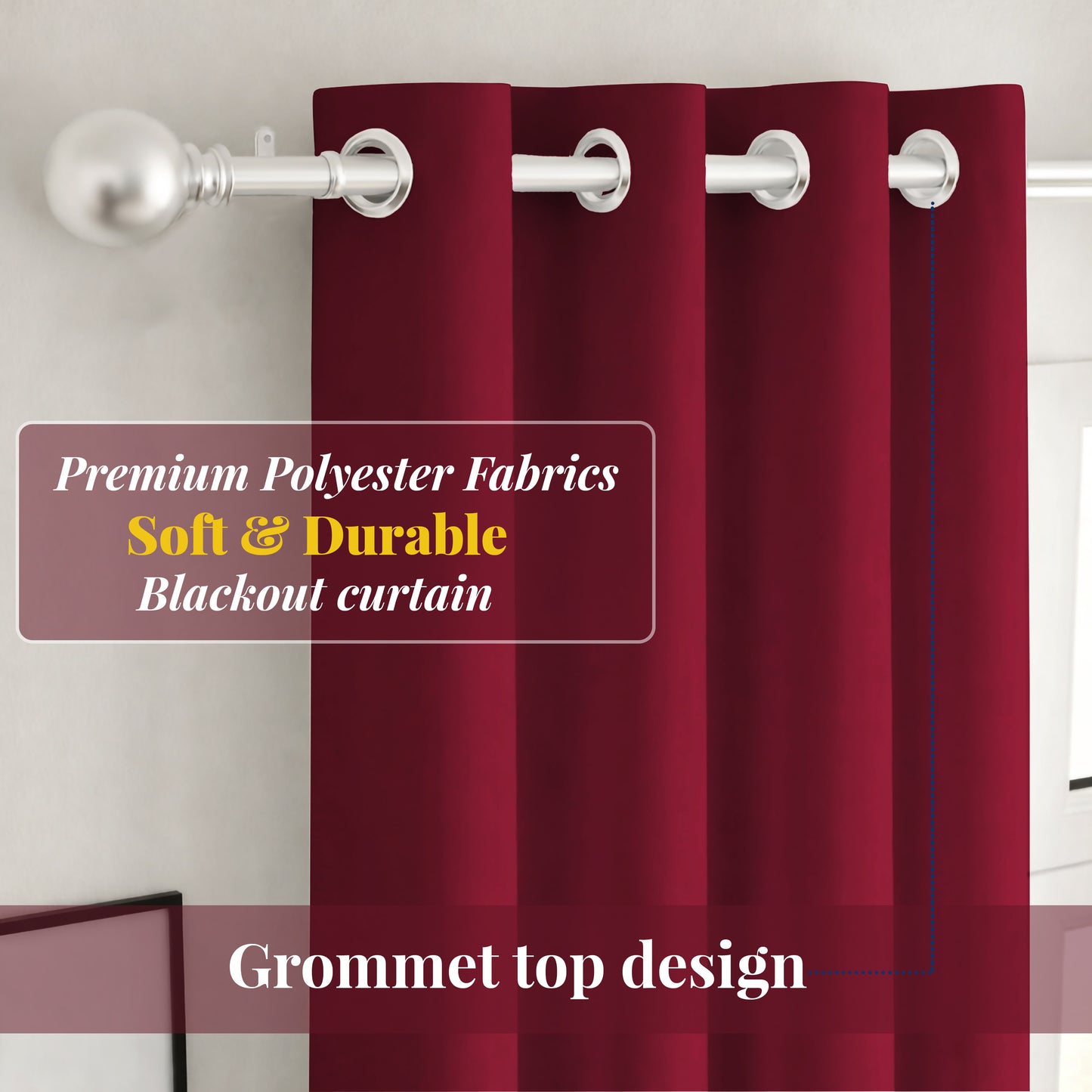 Paris Collection Blackout Curtain Window/Door/Long Door - Maroon (Pack of 1)