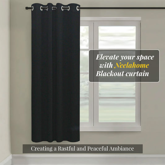 Paris Collection Blackout Curtain Window/Door/Long Door - Black (Pack of 1)
