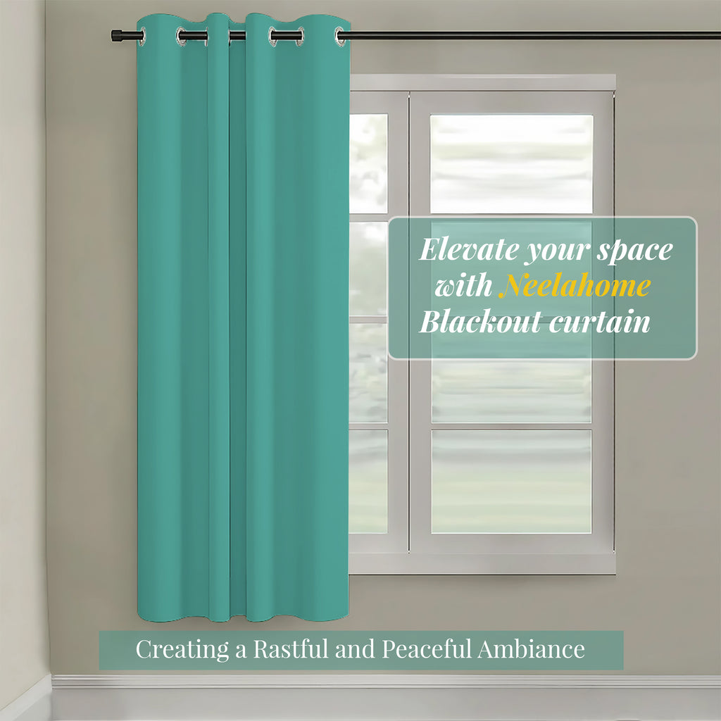 Paris Collection Blackout Curtain Window/Door/Long Door - Aqua (Pack of 1)