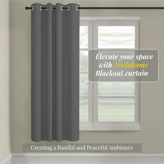 Paris Collection Blackout Curtain Window/Door/Long Door - Grey (Pack of 1)