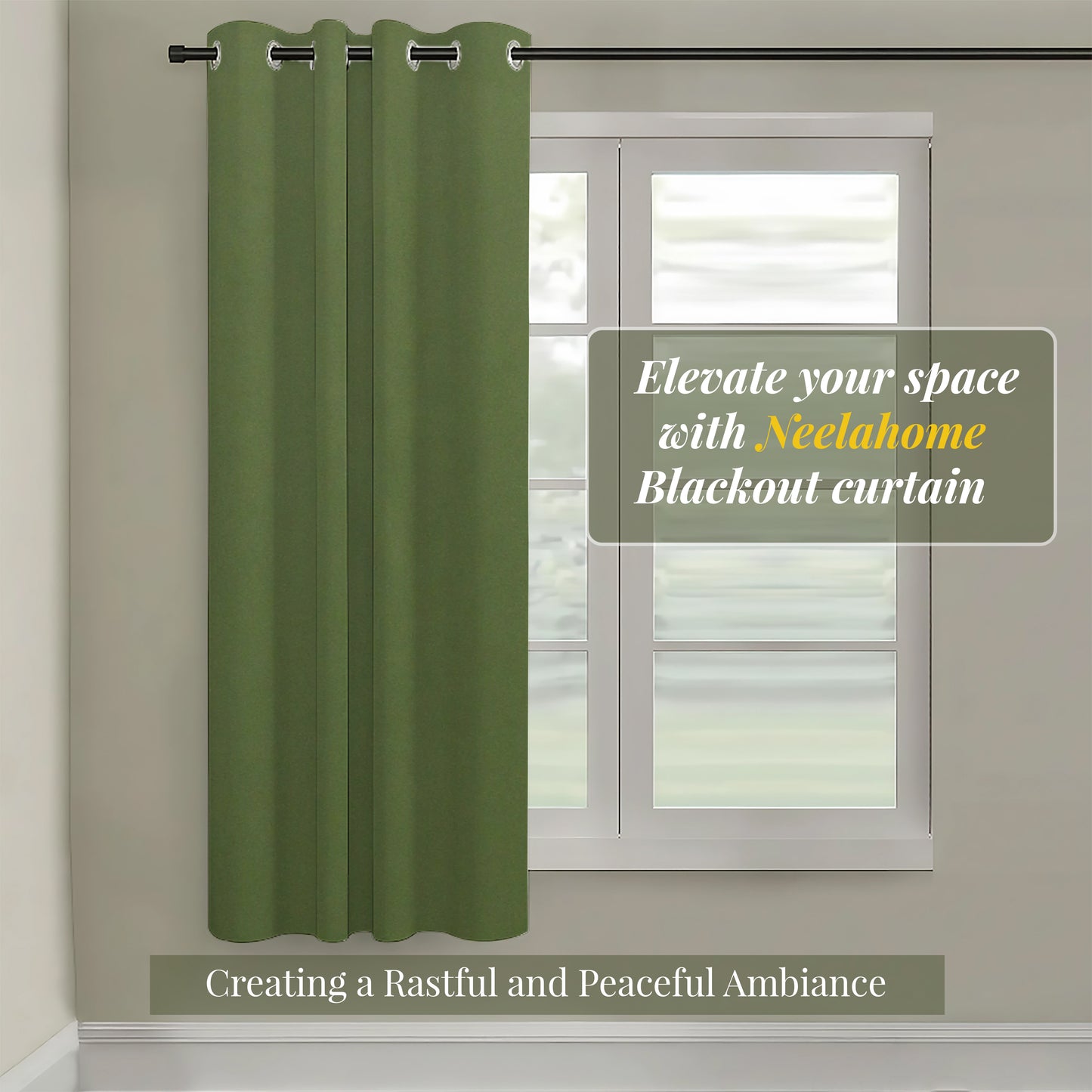 Paris Collection Blackout Curtain Window/Door/Long Door - Green (Pack of 1)