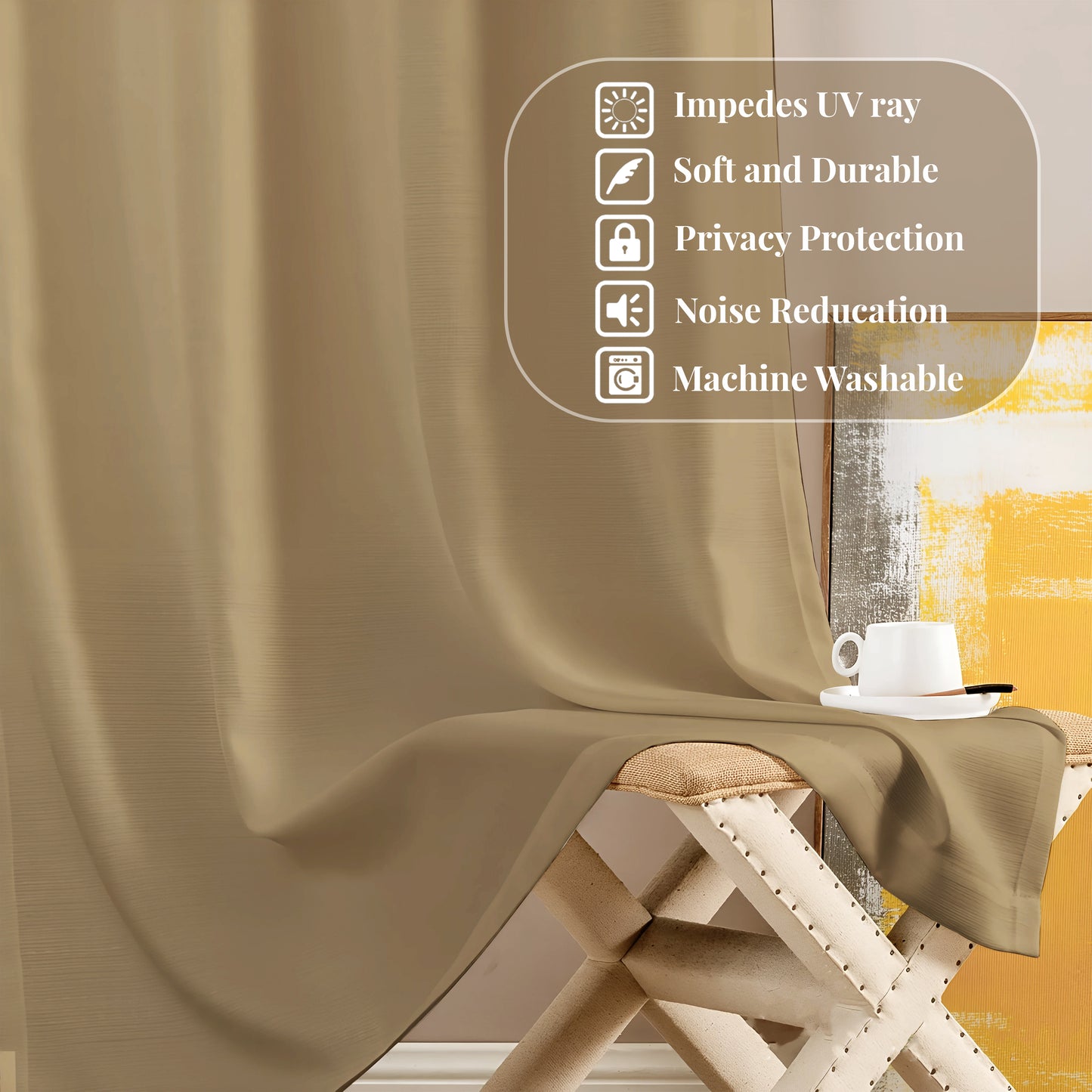 Paris Collection Blackout Curtain Window/Door/Long Door - Gold (Pack of 1)