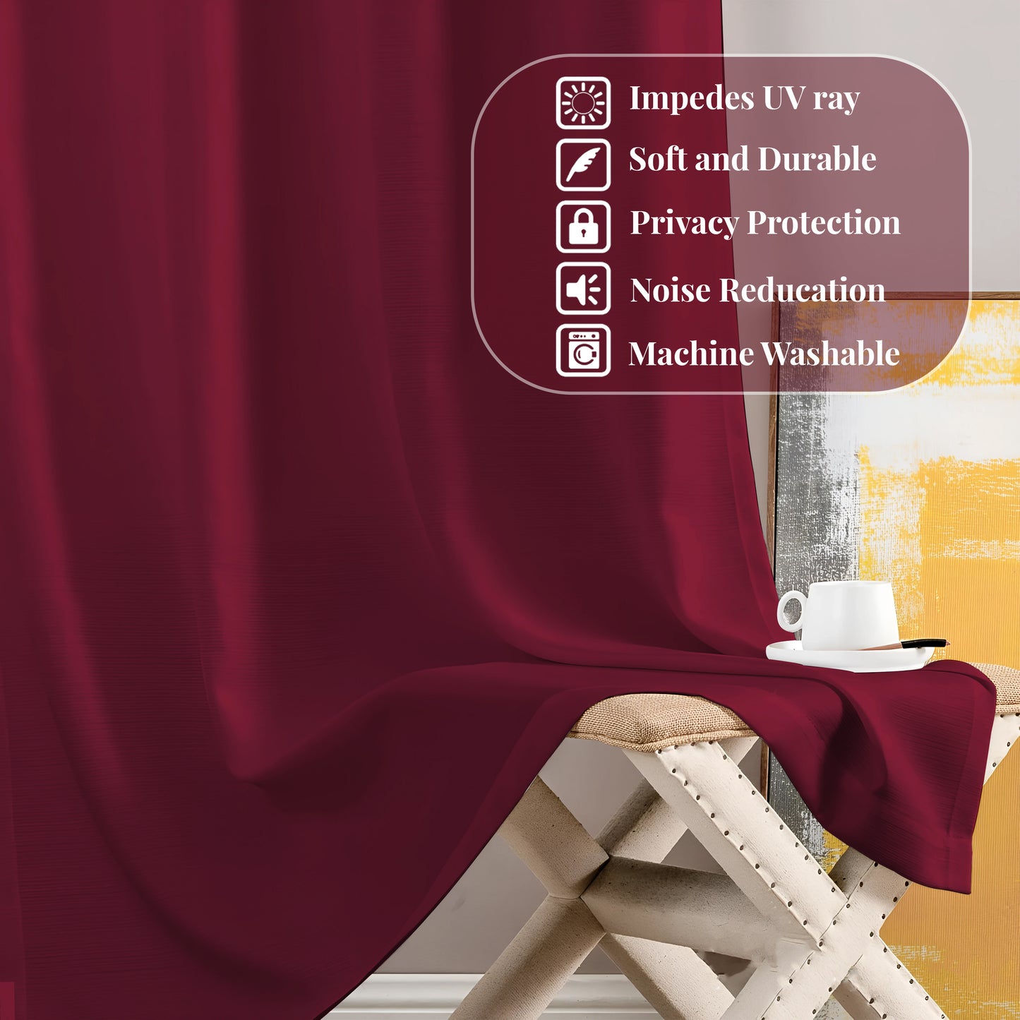 Paris Collection Blackout Curtain Window/Door/Long Door - Maroon (Pack of 1)