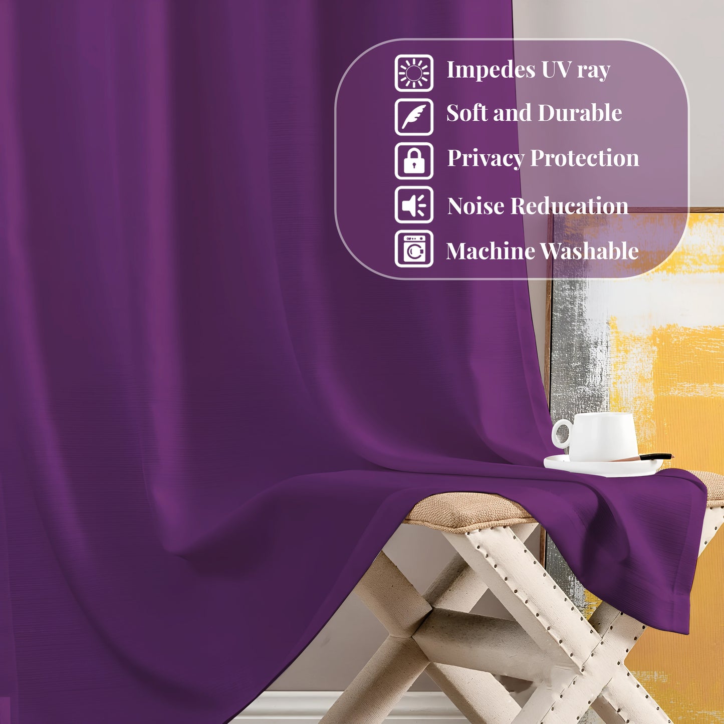 Paris Collection Blackout Curtain Window/Door/Long Door - Purple (Pack of 1)