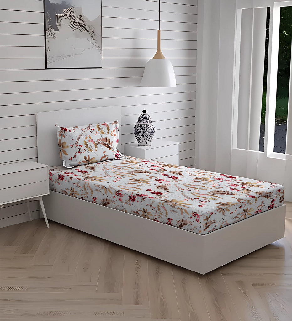New York Collection 180 TC Fitted Bedsheet- Maroon