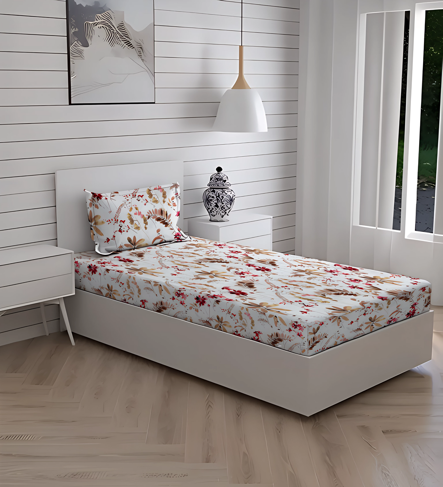New York Collection 180 TC Fitted Bedsheet- Maroon