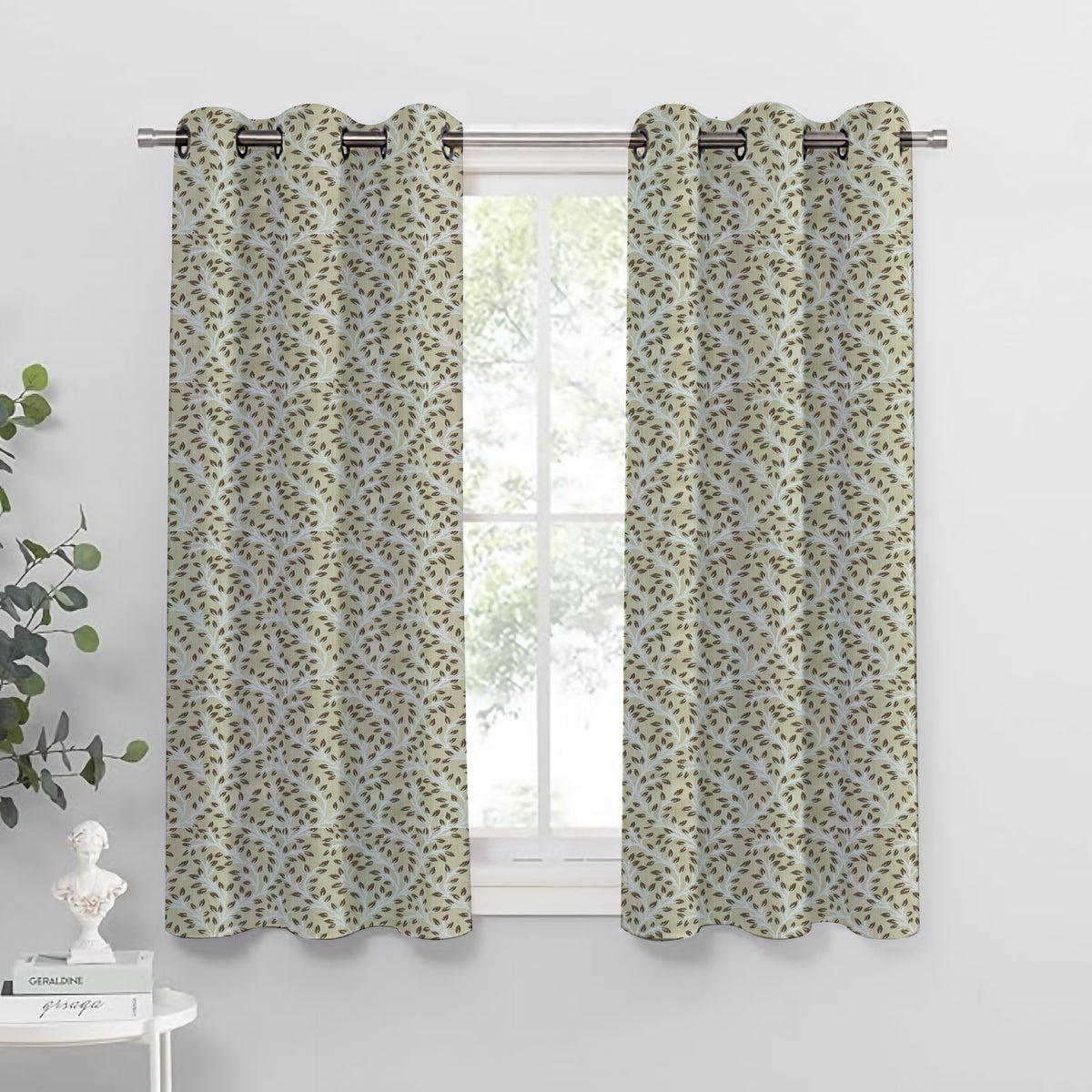 Venice Collection Room Darkening Premium Curtain - Floral Coffee (Pack of 1)