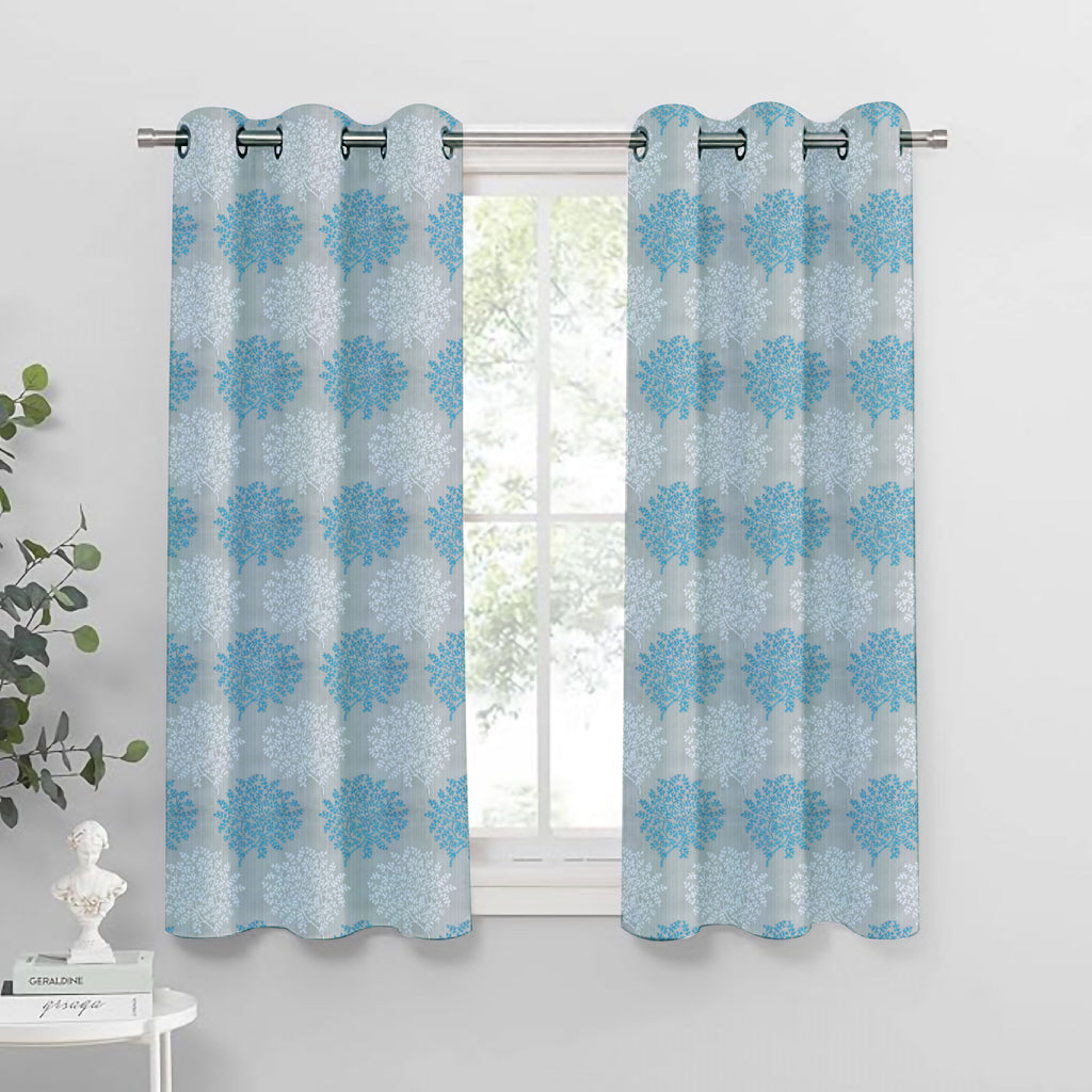 Venice Collection Room Darkening Premium Curtain - Floral Aqua (Pack of 1)