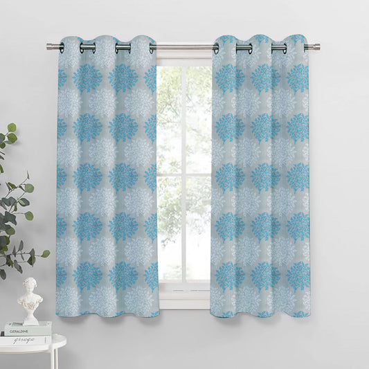 Venice Collection Room Darkening Premium Curtain - Floral Aqua (Pack of 1)